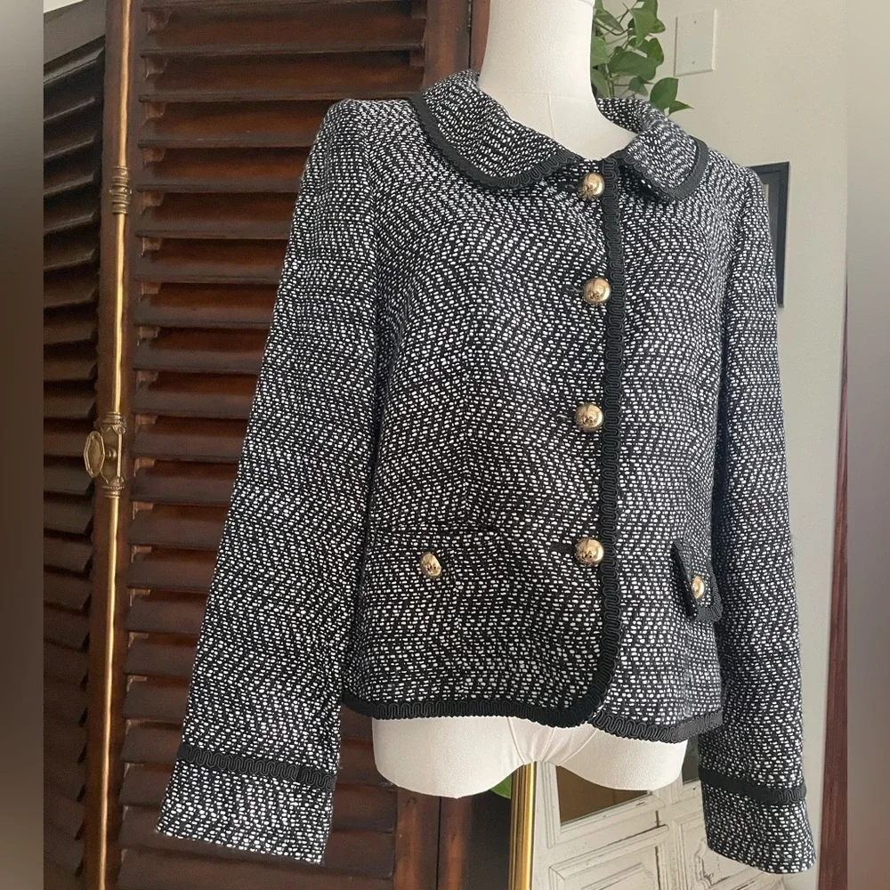 Kasper Tweed Black and White Women's Jacket Jackie O 12 - Picture 3 of 5